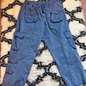 Free People Blue Cargo Track Joggers